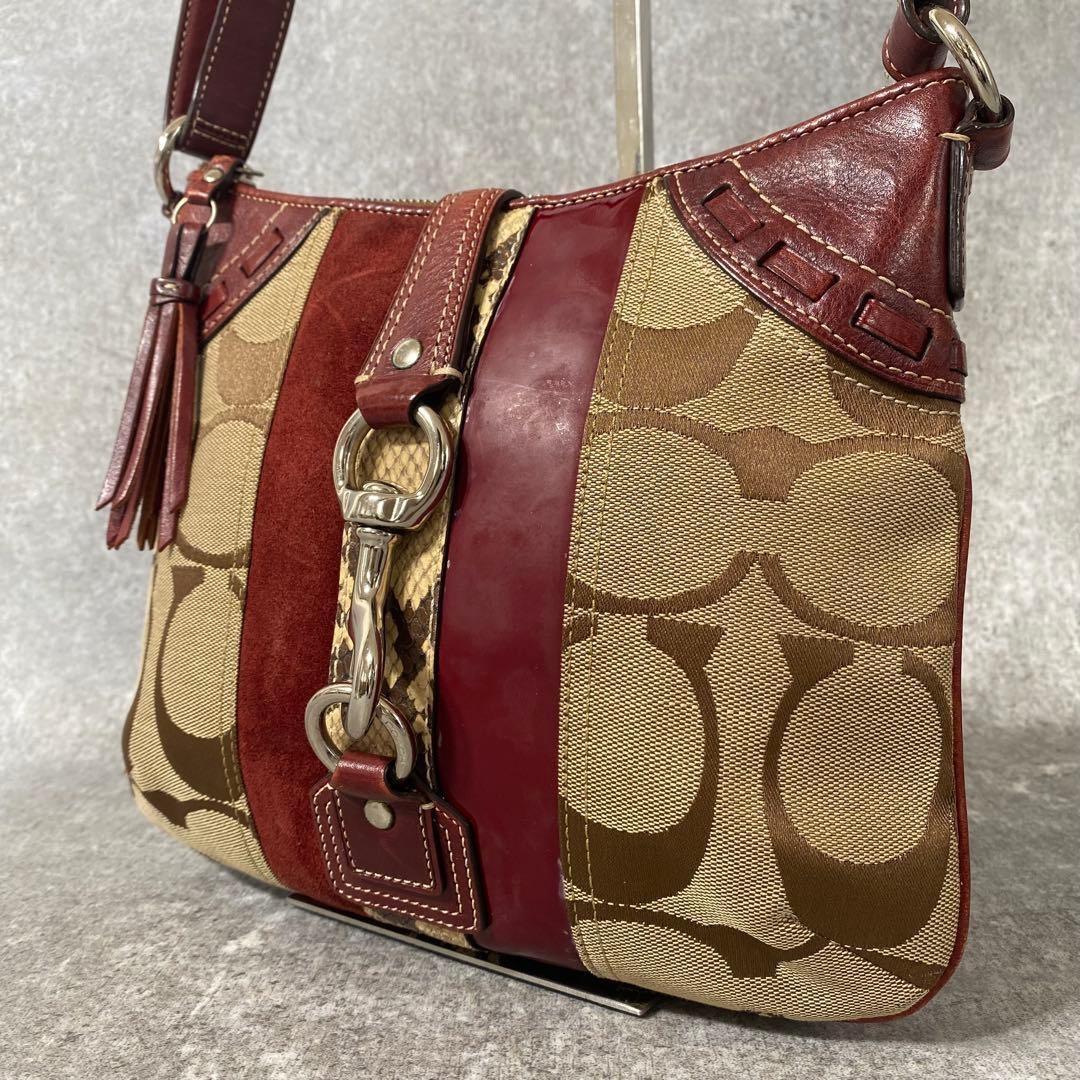 Coach Python Embossed One Shoulder Bag Jackie Red… - image 14