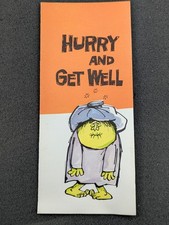 Funny Vintage Envelope Size Get Well Soon Card 9-1/4" x 4" Made In USA Unused