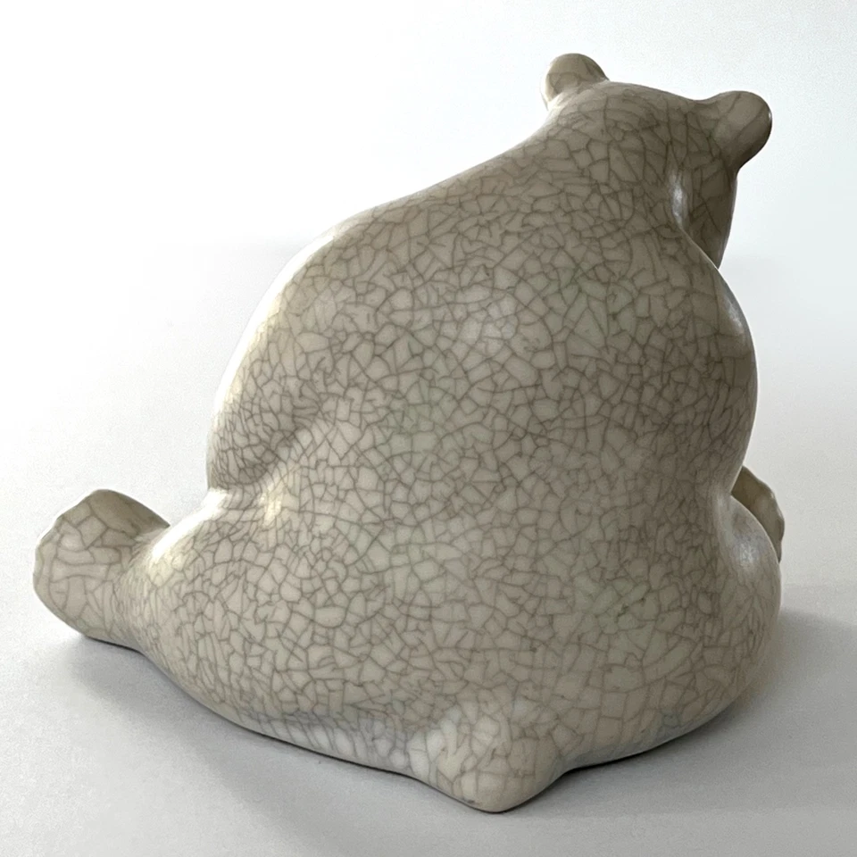 Anthropologie Polar Bear Taper Candle Holder Arctic Woodland Crackle Finish 4" h - Image 4 of 4