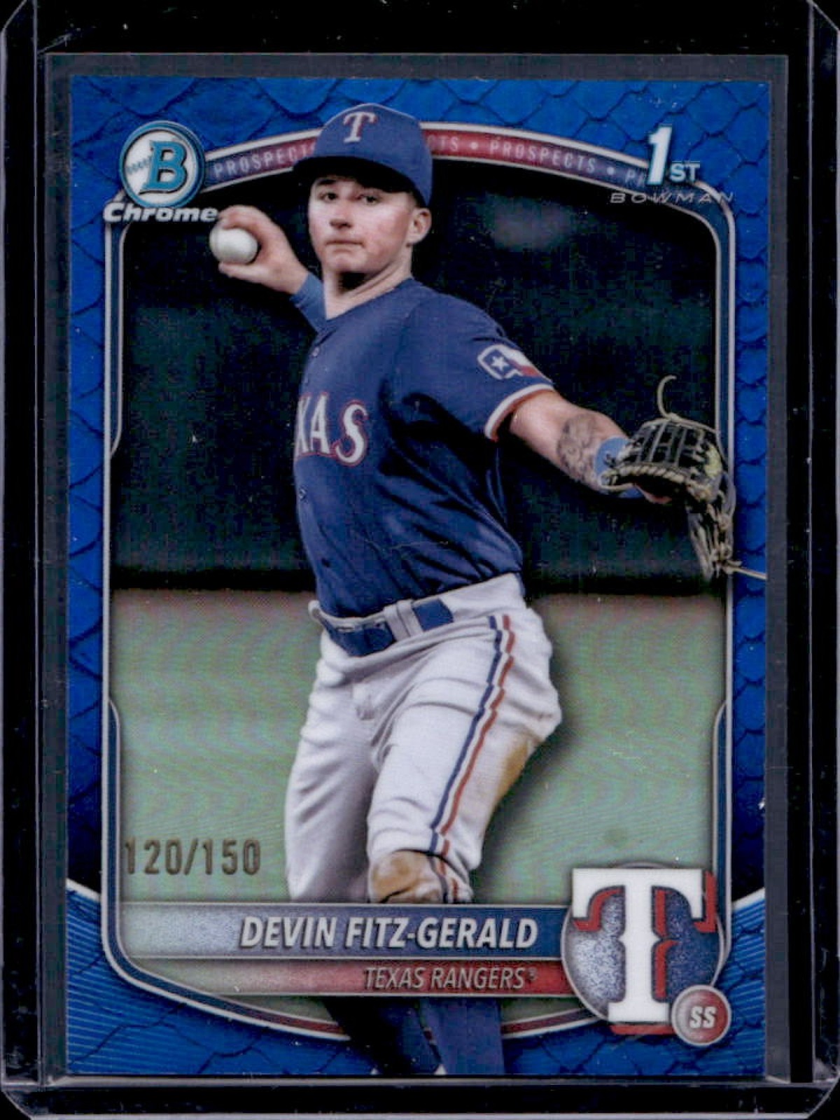 2025 Bowman Chrome Devin Fitz-Gerald Reptilian Blue Refractor 1st #120/150