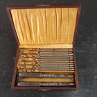 Vintage Engine Turned Crab Lobster Boxed Set with 6 Picks & Claw Cracker