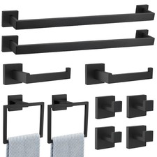 Matte Black Bathroom Hardware Set,10 Pieces Towel Bar Set,Towel Holder Set fo...