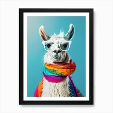 Llama With Glasses 1 Art Print Framed Wall Art Poster Canvas Print Picture