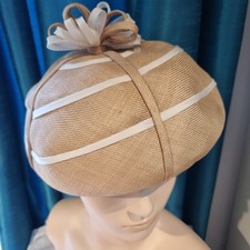 1960s Pillbox Hat Beige Edna Wallace Trikki Made In England Costume Prop