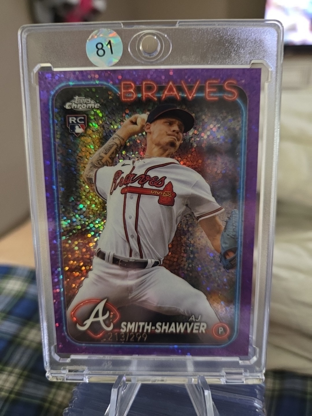 2024 Topps Chrome - AJ Smith-Shawver #19 Purple Speckle Refractor /299 (RC)