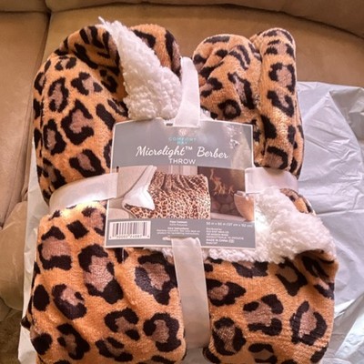 Comfort Bay Microlight Berber Leopard Print Throw Blanket 100% Polyester 50x60