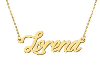18 Karat vergoldet Lorena Namenskette Initiale Damen Namensschild Halskette Edelstahl
