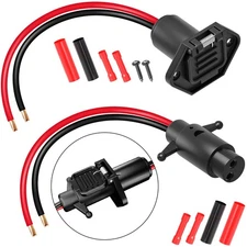 Trolling Motor Plug, 12V 24V 8 Gauge 2 Wire Trolling Motor Plug and Receptacl...