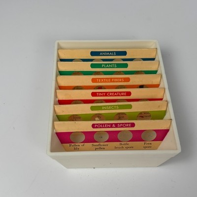 Edu Science 24 Specimen Slide Set (6 Prepared Slides & Storage Tray) Vintage