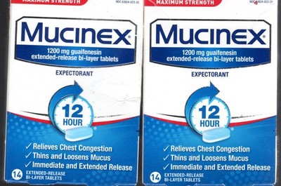 (2)Mucinex Max Strength Chest Congestion Expectorant Tabs 28 Ct total Exp 6/2026