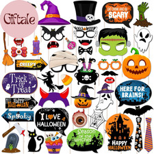 45Pcs Halloween Photo Booth Props Kit, Scary Halloween Photo Booth, Selfie Props