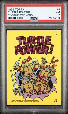 1989 TOPPS TEENAGE MUTANT NINJA TURTLES. TURTLE POWER STICKER PSA 7