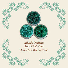 Set of 3 Colors Miyuki 11/0 Delica Seed Beads Green Turquoise Teal Spruce 15g