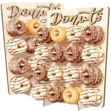 CORTNK Donut Wall Display Stand, 2PCS Wooden Doughnut Holder Display 32 Donuts,