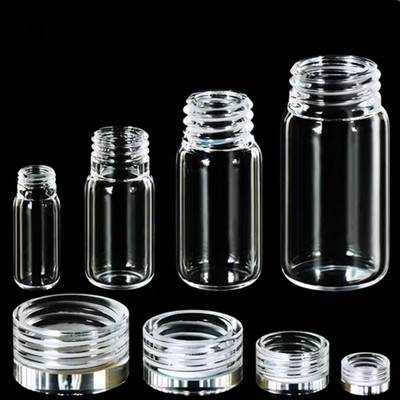 Quartz Glass Threaded Bottle with Quartz Cap - 2/5/10/20/30/40/50/100ml Option
