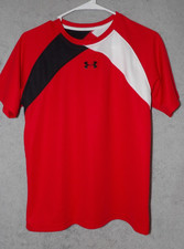 Boys Under Armour Shirt Size YXL Short Sleeve Red Heatgear - 1215