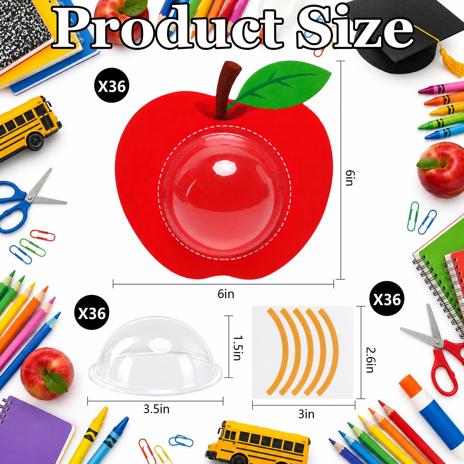36 Set Apple Shaped Candy Box, Small Paper Apple Container with Clear ...