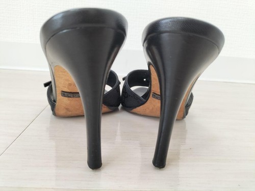 GUCCI Mules Sandals Heel GG Canvas Black EU34/US4 71504c - Picture 17 of 24