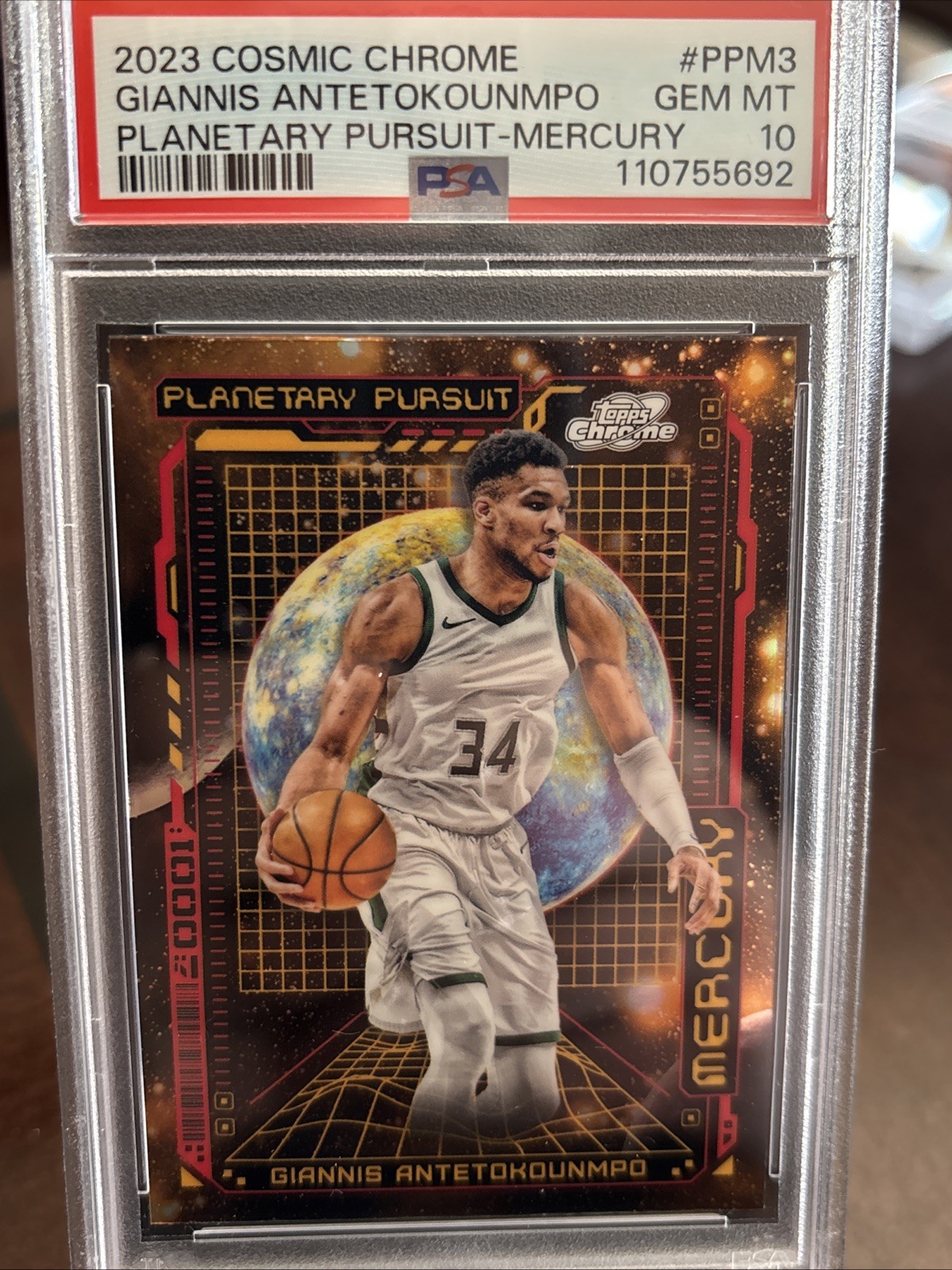 2023 Cosmic Chrome Giannis Antetokounmpo Planetary Pursuit MERCURY PSA 10 GEM