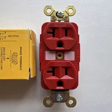 2 New Red Hubbell Heavy Duty Duplex Receptacles HBL5362R 20A 125V Strait Blade