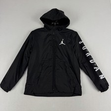 Air Jordan Boys Black DRI-FIT Windbreaker Fleece Lined Jacket Kids Med 10-12 Yrs
