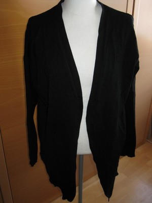 Mango, Strickjacke, Cardigan, offene Jacke, Zipfeljacke, asymmetrisch, schwarz, 