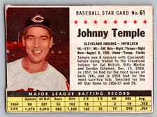 1961 POST CEREAL #61 JOHNNY TEMPLE CLEVELAND INDIANS