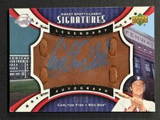 2007 Sweet Spot Classic Legendary Leather Blue Ink 23/25 Carlton Fisk HOF Auto