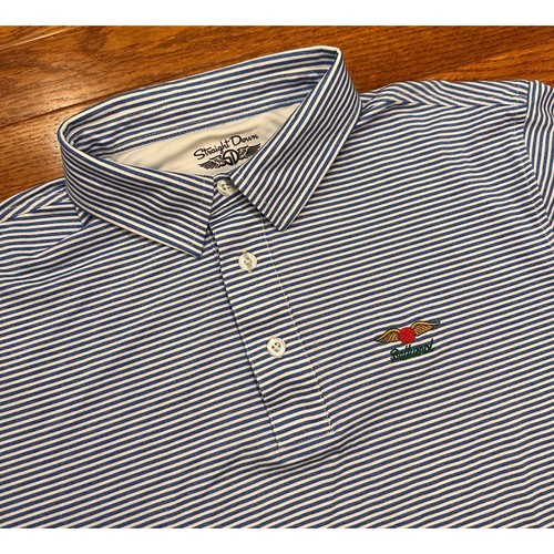 Straight Down Golf Performance Polo Shirt Mens Large Baltusrol Golf Club Striped
