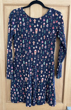 Next Navy Blue Christmas Pattern Dress Size 10