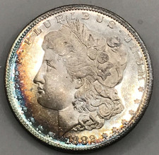 1882-S Morgan Silver Dollar Gem BU Condition Vibrant Razor Sharp Blue Toning