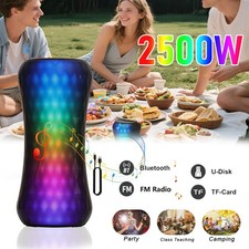Dual 3  Portable Bluetooth Speaker Rechargeable USB/FM/TWS LED Party Light 2500W