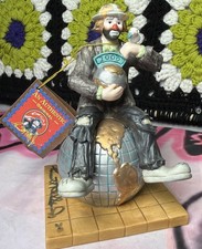 Emmett Kelly Jr Flambro Peace On Earth Figurine HAND SIGNED Millennium 2000 Tag