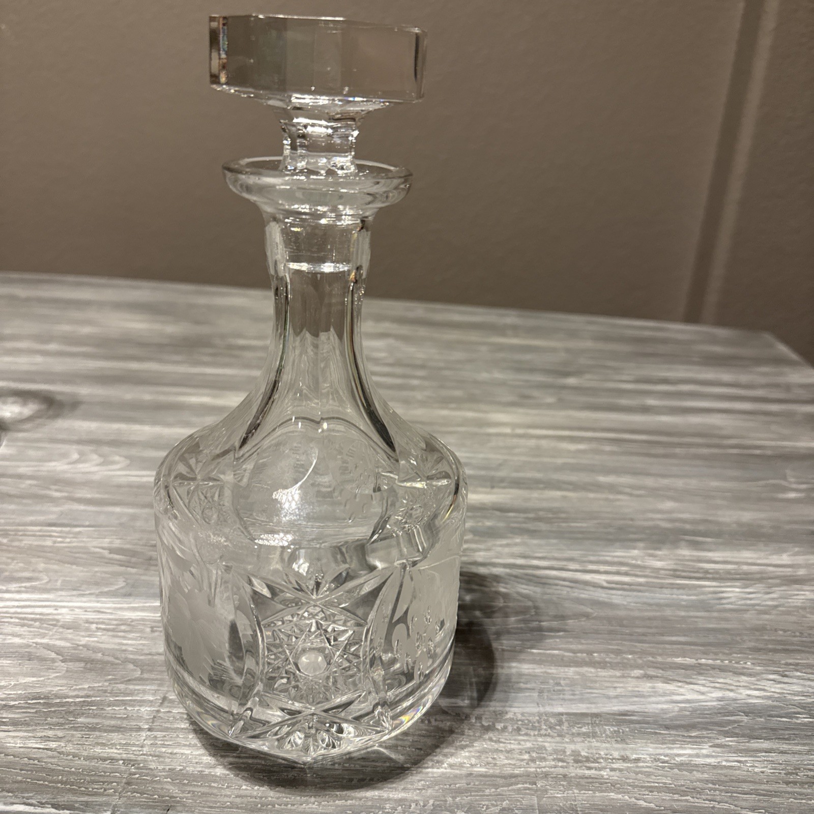 Nachtmann Crystal Decanter Traube Pattern Lead Crystal w/Stopper Germany