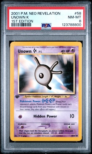 Unown [K] (1st Edition) graded PSA 8 for sale on eBay