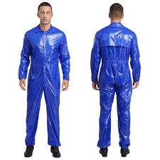 Mens One Piece Waterproof Jumpsuit Workwear Bodysuit Tracksuit Mechanic Zipper