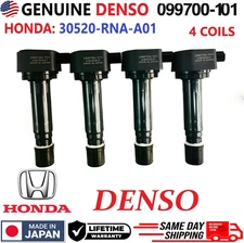 x4 GENUINE DENSO Ignition Coils For 2006-2011 Honda Civic 1.8L I4 30520-RNA-A01