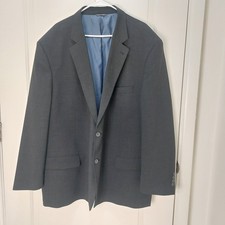 Oak Hill Blazer Mens 56 Lng Perfect Fit Charcoal 2 Buttons Blue Lining 1 Vent
