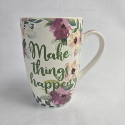 Old East Main Co  Make Things Happen Botanical Rose Coffee Tea Cup Mug