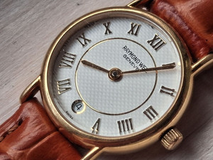 Authentic RAYMOND WEIL GENEVE QUARTZ SWISS MADE 18 K GOLD ELECTROPLATED GOLD PLATED CASE