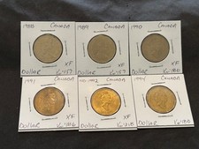 CANADA 1988 TO 1994 6 COIN DOLLAR XF LOT E14