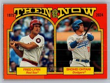 2024 Topps Heritage #TAN-8 Fred Lynn / Shohei Ohtani Then and Now