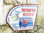 VINTAGE WHITE KING SOAP POT PAN SCRAPER PUMP PORCELAIN GAS STATION OIL SIGN