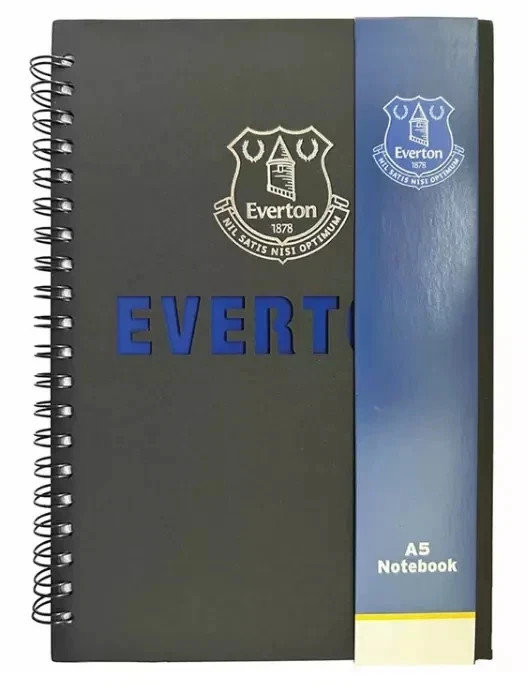 Everton FC Notebook Black Leather  Spiral A5 - Officially Licensed