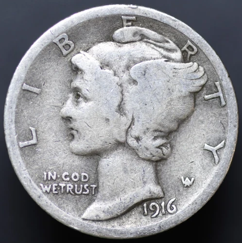 1916-S 10C Mercury Dime SEMI-KEY DATE! VG (#8244)