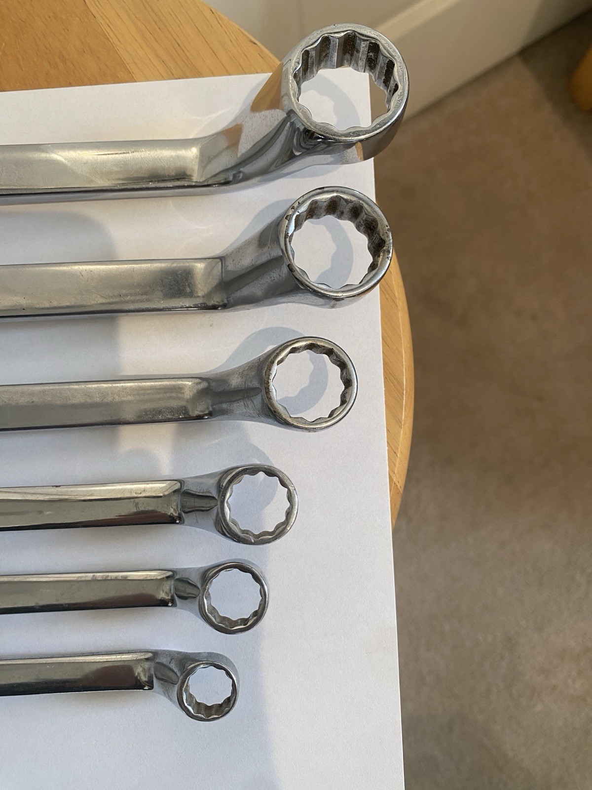 SNAP-ON 3/4-3/8 XO2428-1214 12 PT SAE FLANK DRIVE 60* DEEP OFFSET BOX WRENCH SET