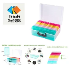 Photo Storage Box 5" x 7", 18 Inner Extra Large Photo Organizer Container, Pl...