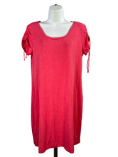 Artisan NY Women's Pink/Coral Short Cinch Sleeve T-Shirt Dress - M