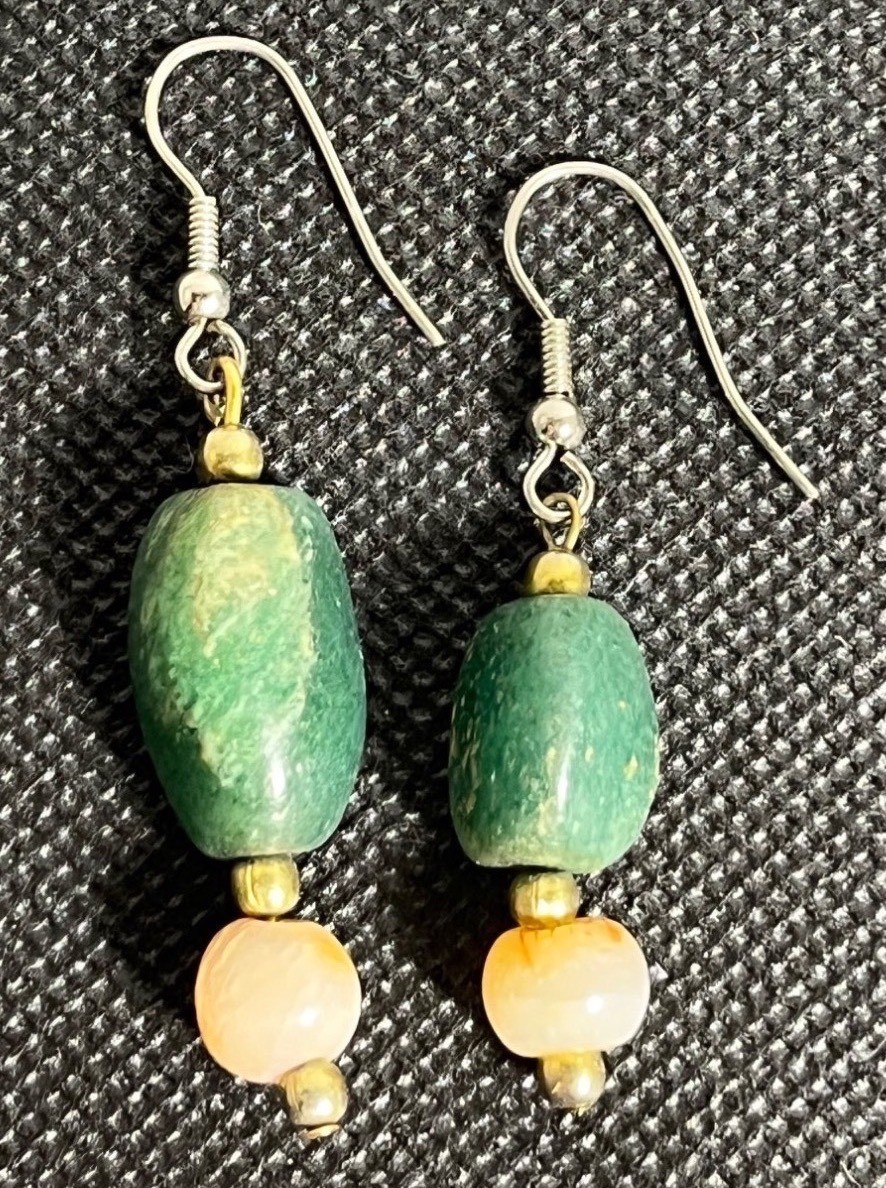 Amazonite & White Chalcedony Dangle Earrings Natu… - image 2