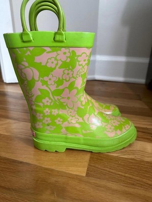 Lilly Pulitzer Swellie Kid s Green and Pink Rain Boots Size 12